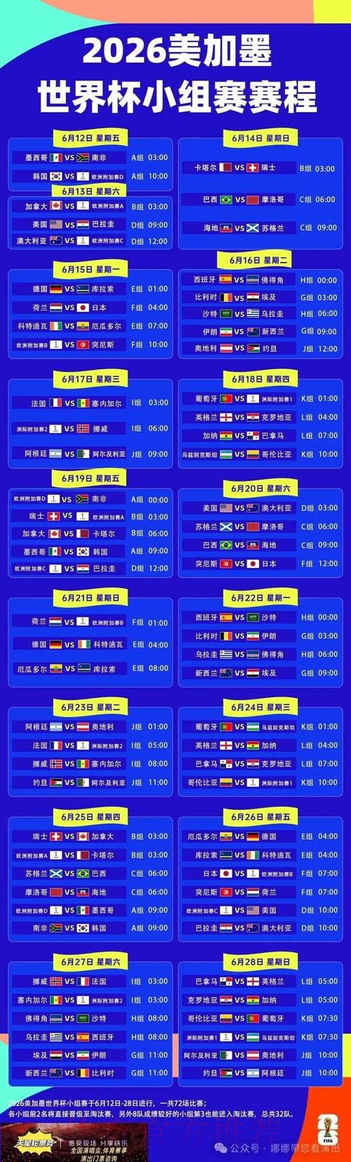 2026世界杯赛程时间及详细安排介绍